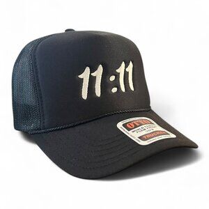 🆕11:11 Angel Number Black Foam Trucker Hat Mesh Snapback Cap